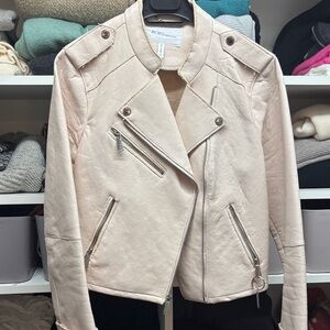 BCBGMaxAzria Women's Light Pink Leather Jacket